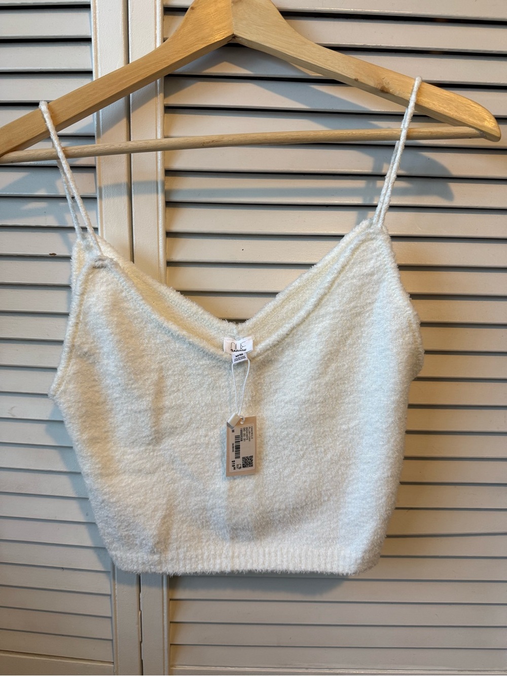 Garage White Fuzzy Cropped Cami Top